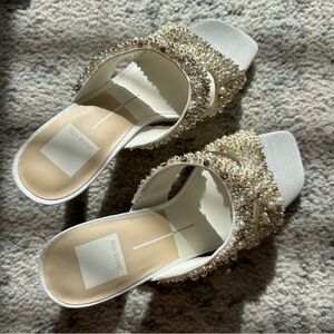 Dolce Vita Gitel slide bridal heels  - beaded ivory sandals size 7 NEW